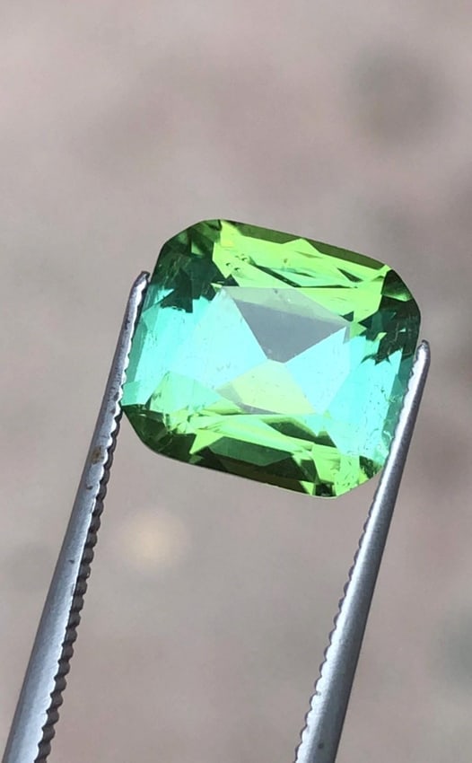 Natural Mint Green Tourmaline Cushion Cut Gemstone For Ring - 4.60 Carat - 2