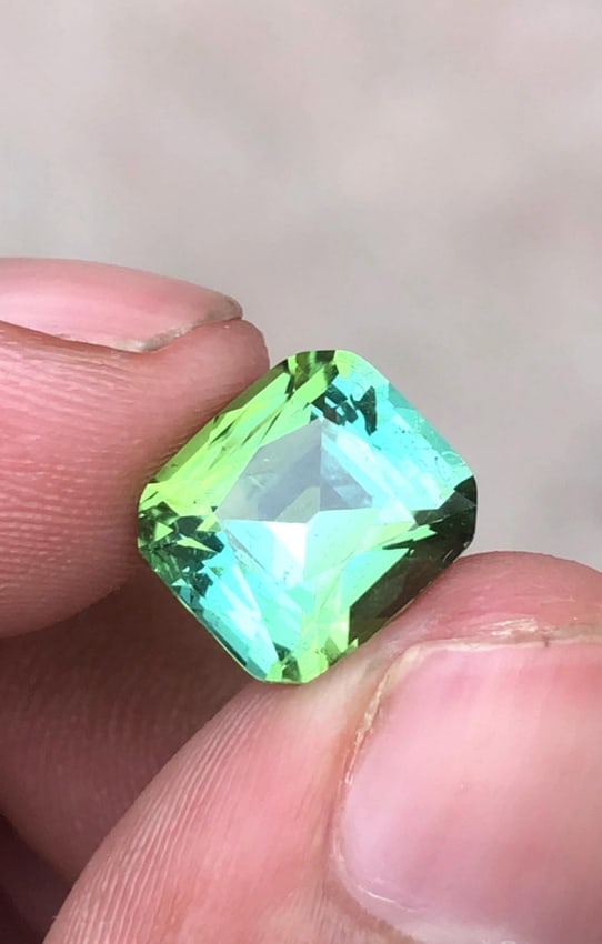 Natural Mint Green Tourmaline Cushion Cut Gemstone For Ring - 4.60 Carat - 3