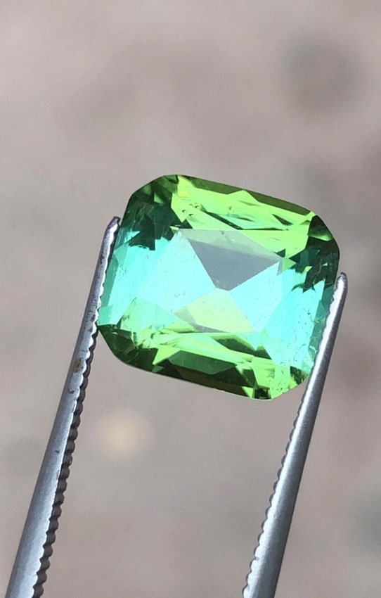 Natural Mint Green Tourmaline Cushion Cut Gemstone For Ring - 4.60 Carat - 4