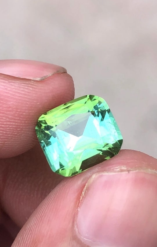 Natural Mint Green Tourmaline Cushion Cut Gemstone For Ring - 4.60 Carat - 5