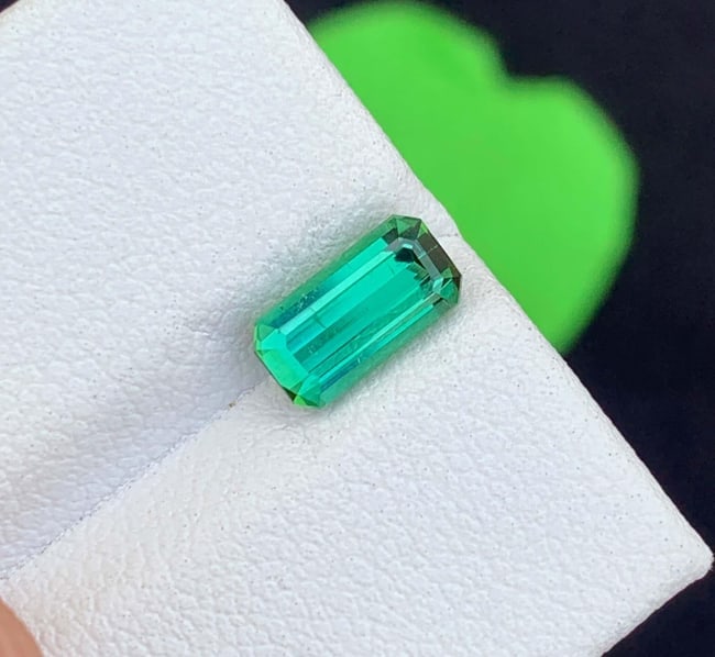 Blue Green Tourmaline Gemstone: Emerald Cut, October Birthstone (1.16 CT) - 3