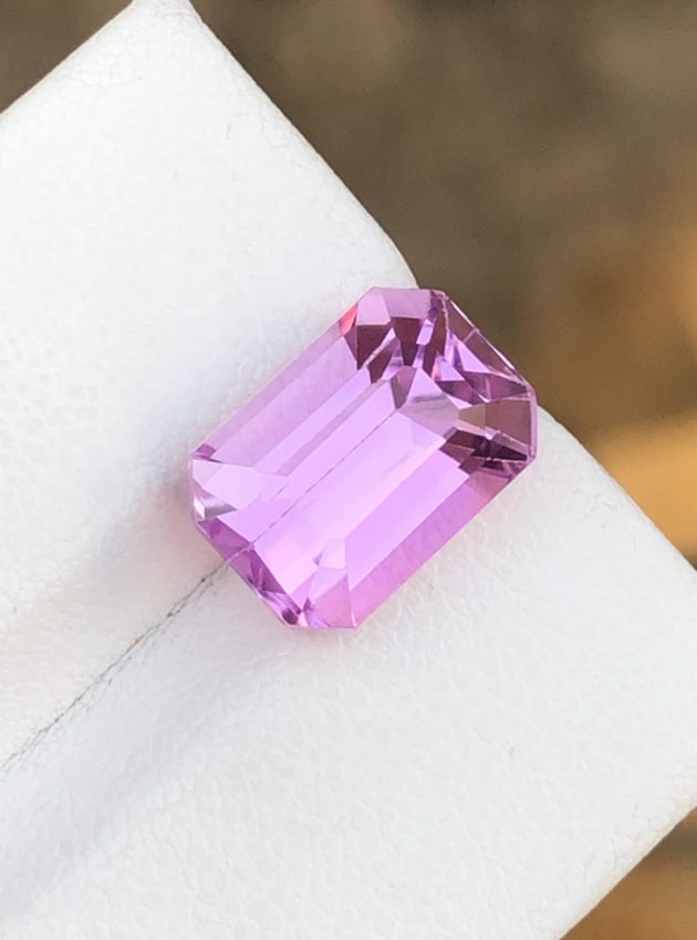 Natural Pink Kunzite Emerald Cut Gemstone For Jewelry - 6.985 Carat - 2