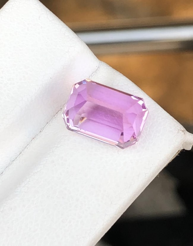 Natural Pink Kunzite Emerald Cut Gemstone For Jewelry - 6.985 Carat - 5