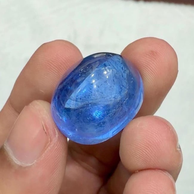 41.80 - Aquamarine Cabochon Sana Maria Color Oval Cut For Pendant - 2
