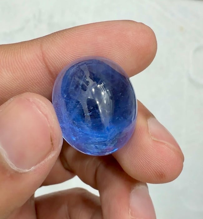 41.80 - Aquamarine Cabochon Sana Maria Color Oval Cut For Pendant - 3