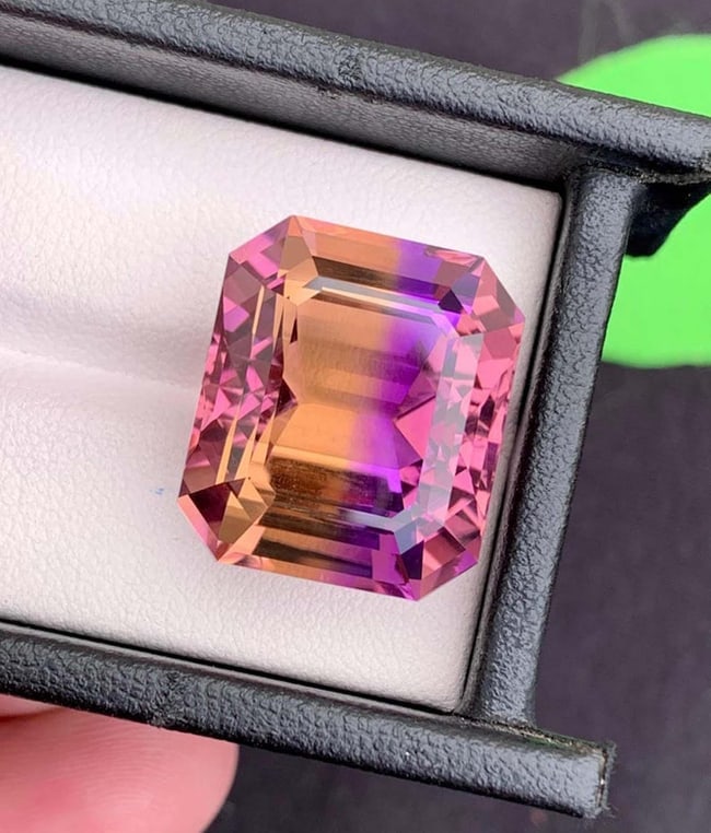 Emerald Cut Ametrine Gemstone: 32.63 Carats, Royal Purple & Golden - 3