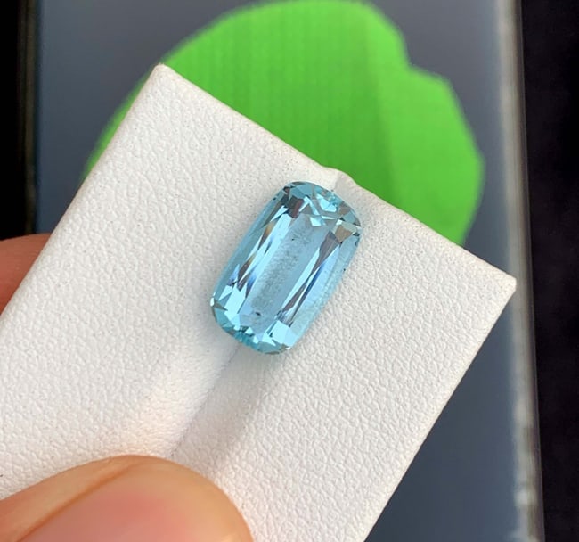 Natural Aquamarine Gemstone: 4.80 Carat Cushion Cut, Pakistan: Highlights Supplies for making crafts Materials: Gemstone: Aquamarine Carat weight: 4.80 Natural Aquamarine Gemstone, Cushion Cut Aquamarine Gemstone From Skardu Pakistan March Birthstone Properties: 