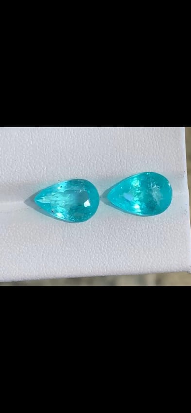 9.17 Carat Natural Stunning Greenish Blue Paraiba Tourmaline Gemstone Pair, Featuring Pear Cut Gems - 10