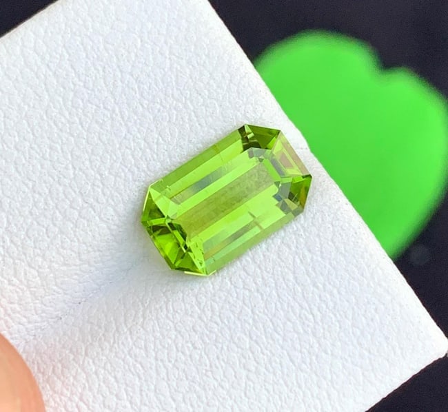 Emerald Cut Peridot Gemstone: Natural August Birthstone, Pakistan Origin - 2