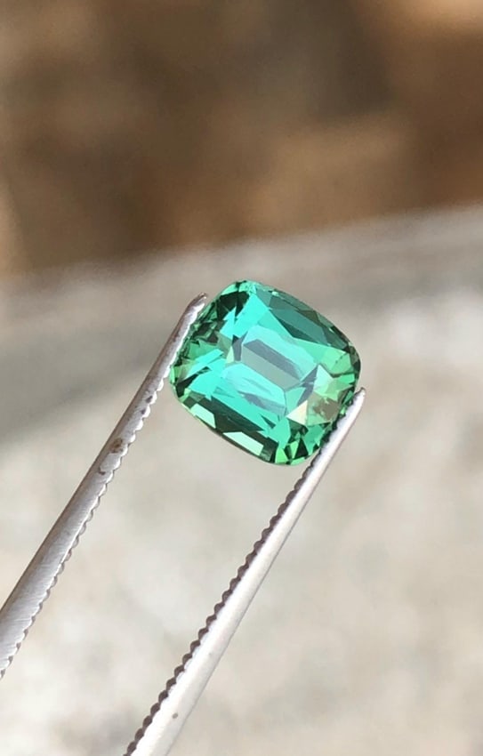 Afghanistan Bluish Green Tourmaline Cushion Cut Gemstone For Engagement RIng - 1.970 Carat - 11