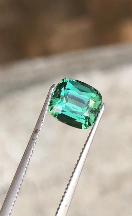 Afghanistan Bluish Green Tourmaline Cushion Cut Gemstone For Engagement RIng - 1.970 Carat - 12