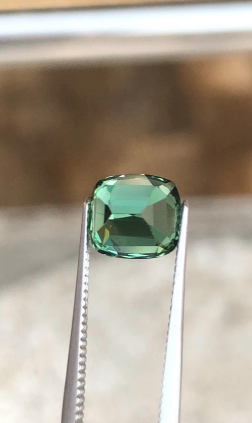 Afghanistan Bluish Green Tourmaline Cushion Cut Gemstone For Engagement RIng - 1.970 Carat - 14
