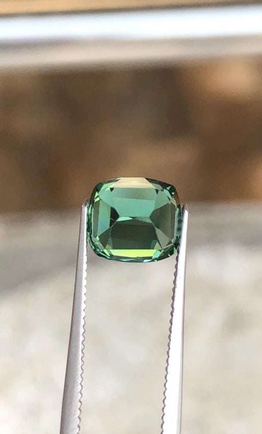 Afghanistan Bluish Green Tourmaline Cushion Cut Gemstone For Engagement RIng - 1.970 Carat - 15