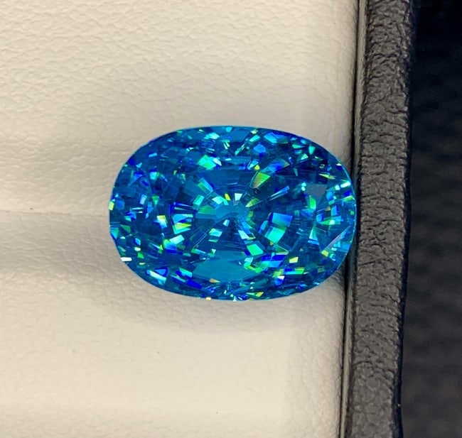 Natural Cambodia Blue Zircon 18.54 Carat Loose Gemstone - Large Faceted Blue Zircon for Ring Pendant - 3