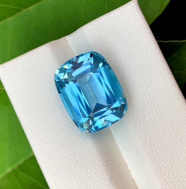 Natural Swiss Blue Topaz Gemstone: 12.95 Carat Cushion Cut - 2
