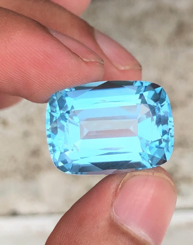 Necklace Size Natural Swiss Blue Topaz Gemstone Cushion Cut For Jewelry - 41.805 Carat - 4