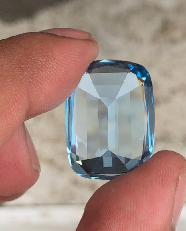 Necklace Size Natural Swiss Blue Topaz Gemstone Cushion Cut For Jewelry - 41.805 Carat - 6