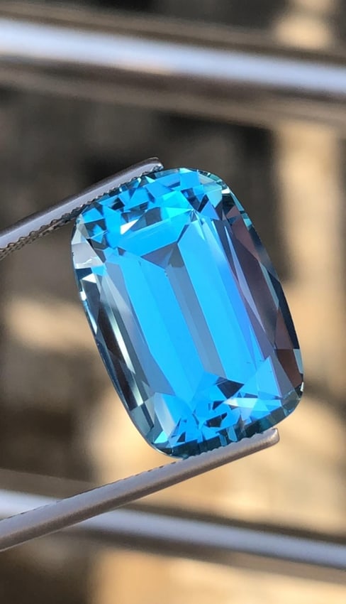 November Birthstone Swiss Blue Topaz Cushion Cut Gemstone - 25.55 Carat - 2