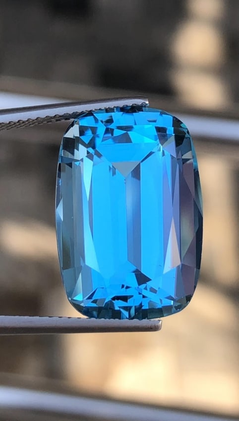 November Birthstone Swiss Blue Topaz Cushion Cut Gemstone - 25.55 Carat - 3