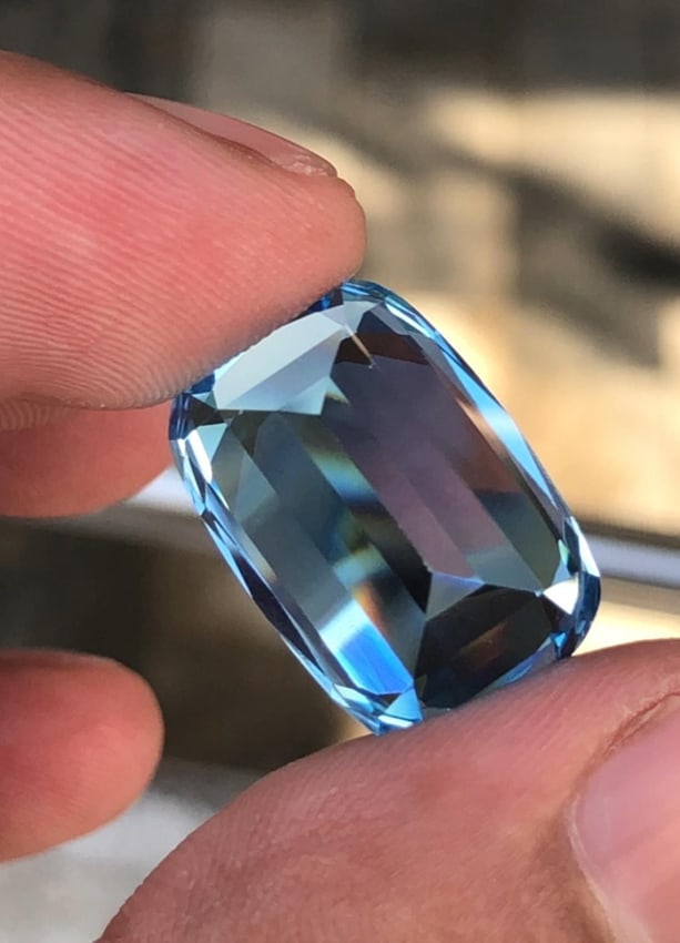 November Birthstone Swiss Blue Topaz Cushion Cut Gemstone - 25.55 Carat - 4
