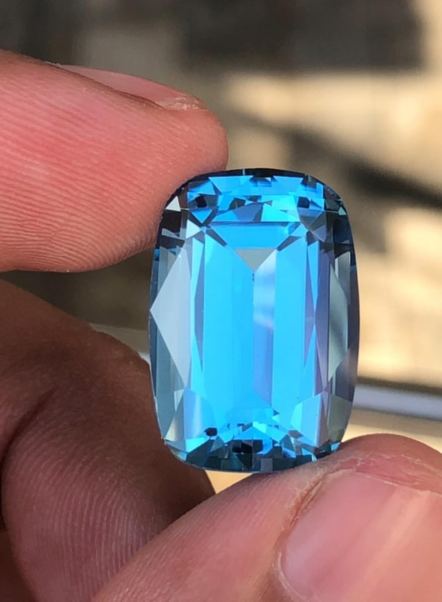 November Birthstone Swiss Blue Topaz Cushion Cut Gemstone - 25.55 Carat - 5