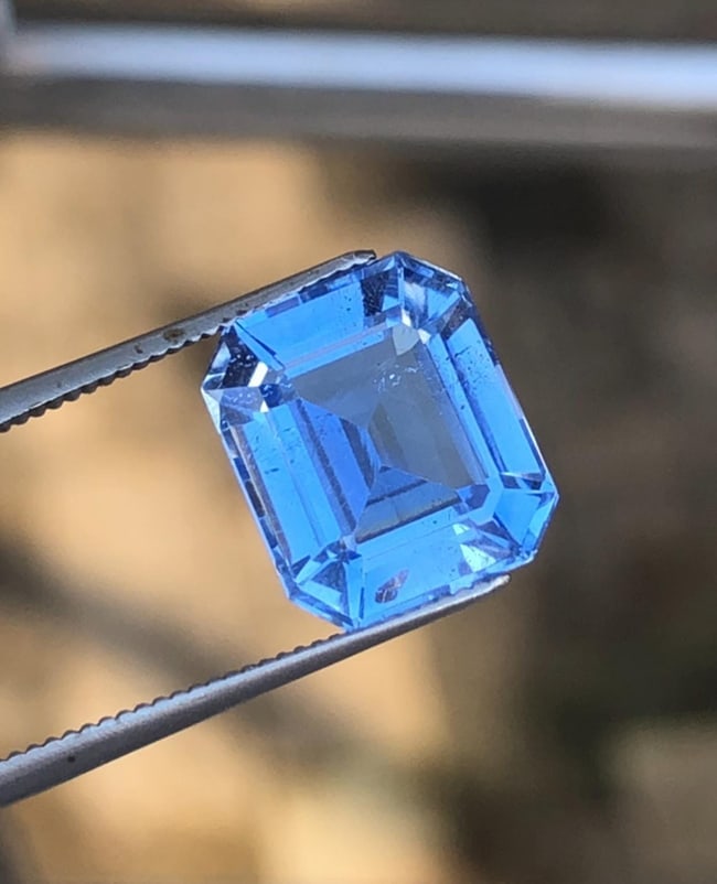 Blue Beryl Aquamarine Gemstone Emerald Cut Form Skardu Pakistan - 2