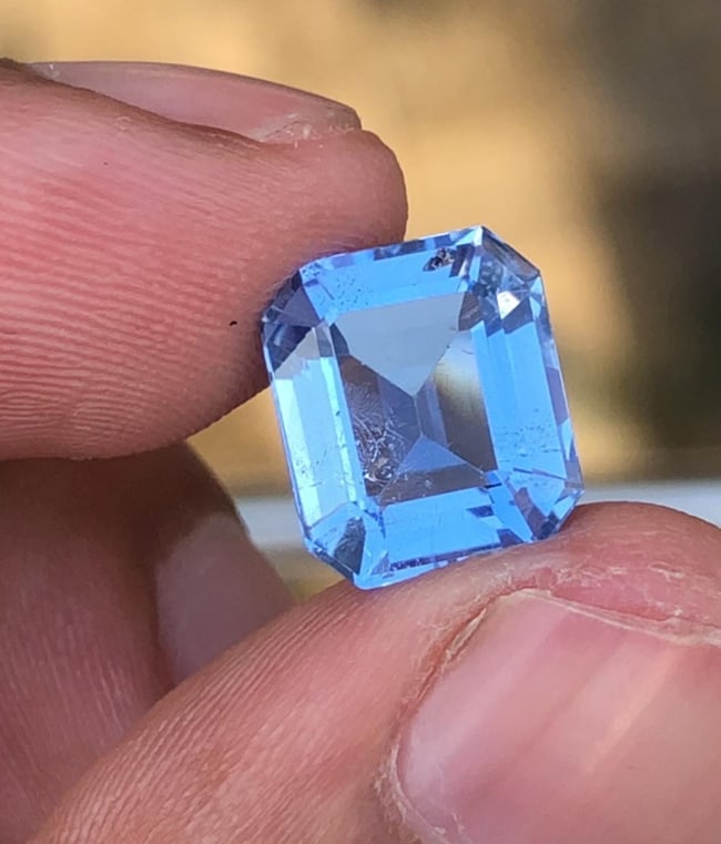 Blue Beryl Aquamarine Gemstone Emerald Cut Form Skardu Pakistan - 3