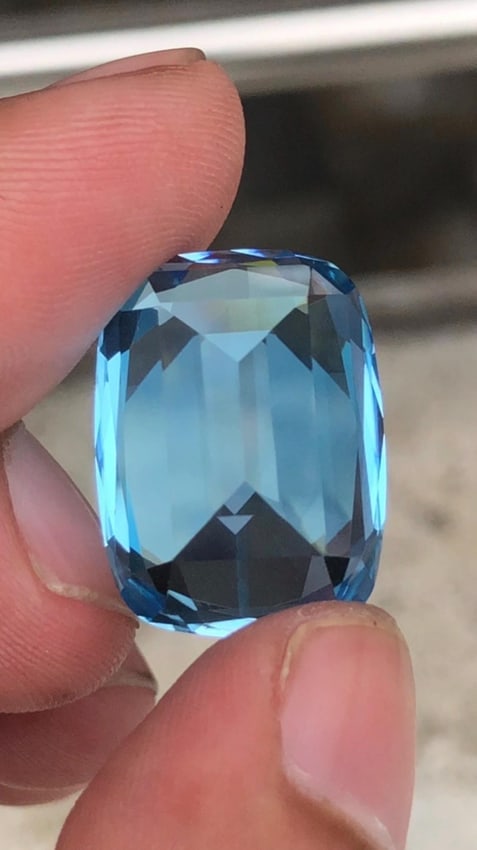 33.750 Carat Swiss Blue Topaz Gemstone: Cushion Cut December Birthstone - 10
