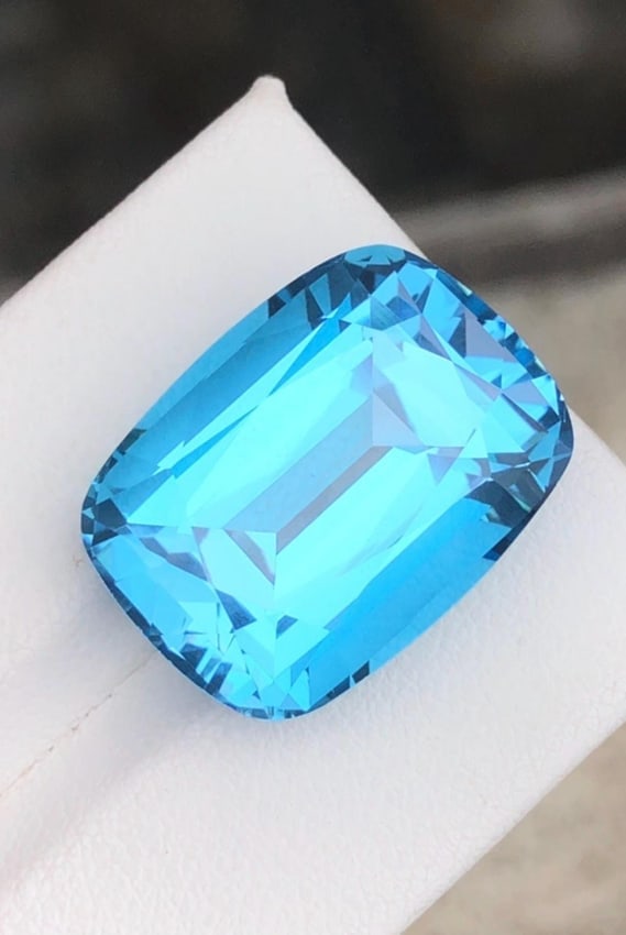 33.750 Carat Swiss Blue Topaz Gemstone: Cushion Cut December Birthstone - 2