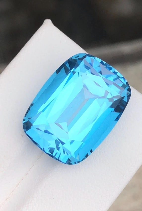 33.750 Carat Swiss Blue Topaz Gemstone: Cushion Cut December Birthstone - 3