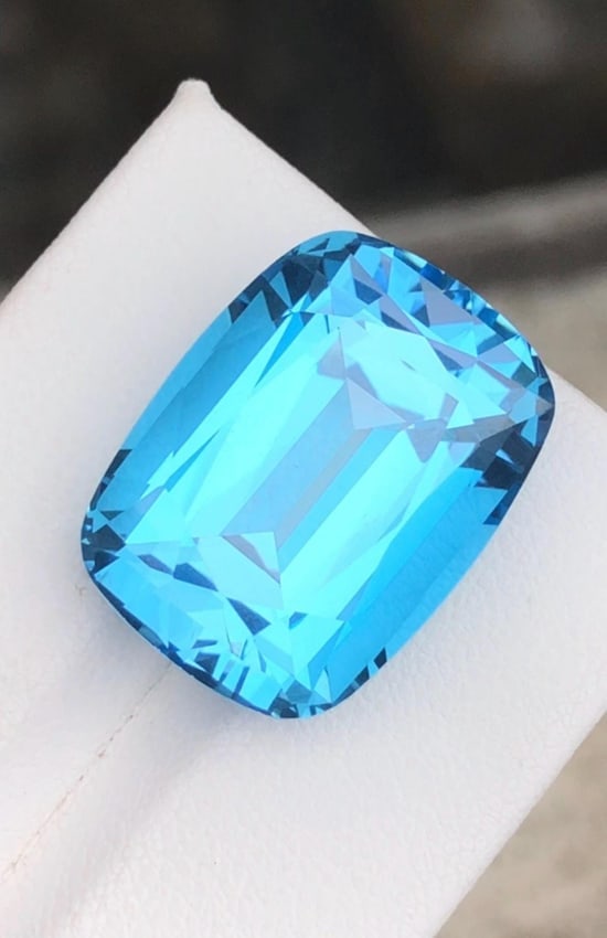 33.750 Carat Swiss Blue Topaz Gemstone: Cushion Cut December Birthstone - 4