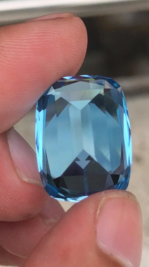 33.750 Carat Swiss Blue Topaz Gemstone: Cushion Cut December Birthstone - 5