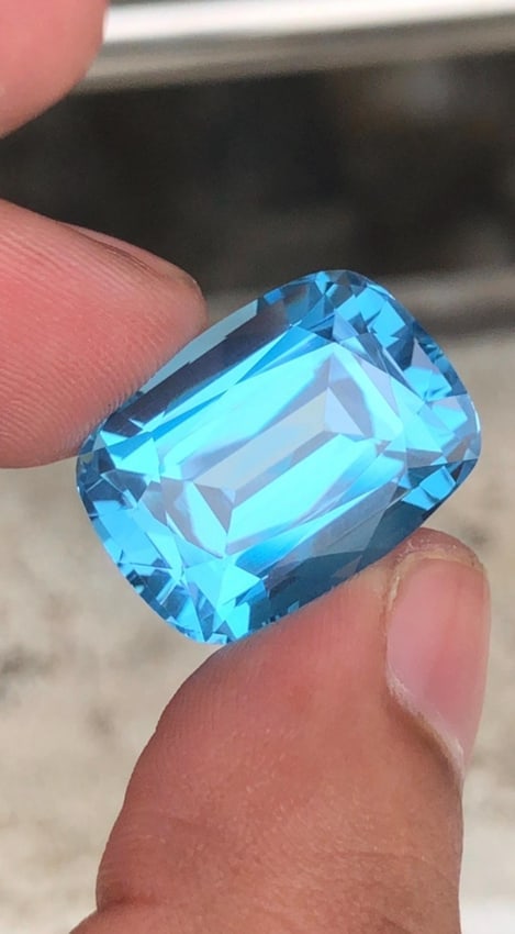 33.750 Carat Swiss Blue Topaz Gemstone: Cushion Cut December Birthstone - 8