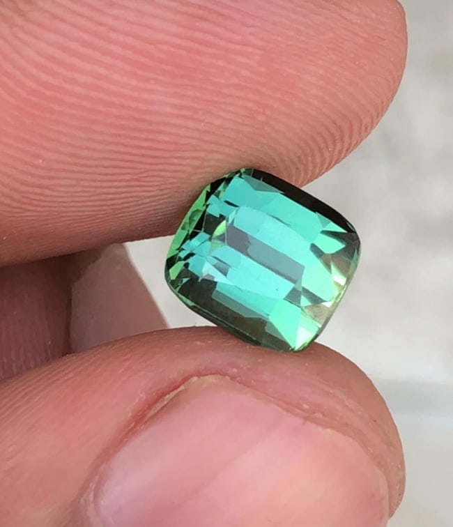 Natural Green Tourmaline Cushion Cut Gemstone For Anniversary Ring - 2.475 Carat - 3