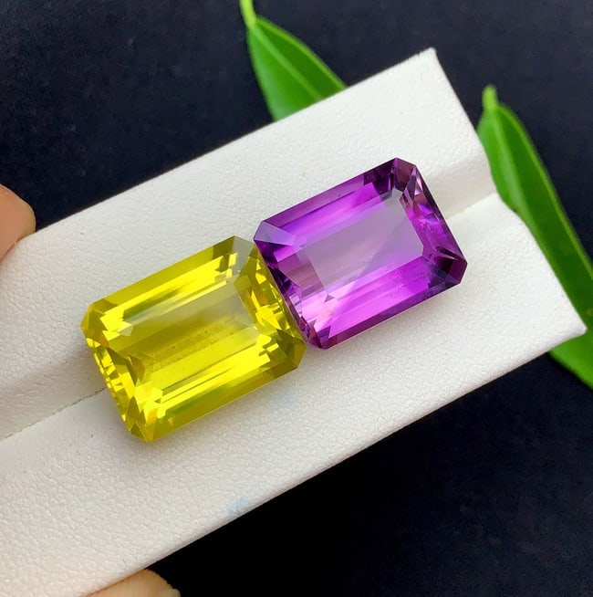 Amethyst Citrine Gemstone Pair: Fancy Cut February Birthstone, 30.60 Carat (1 of 4)