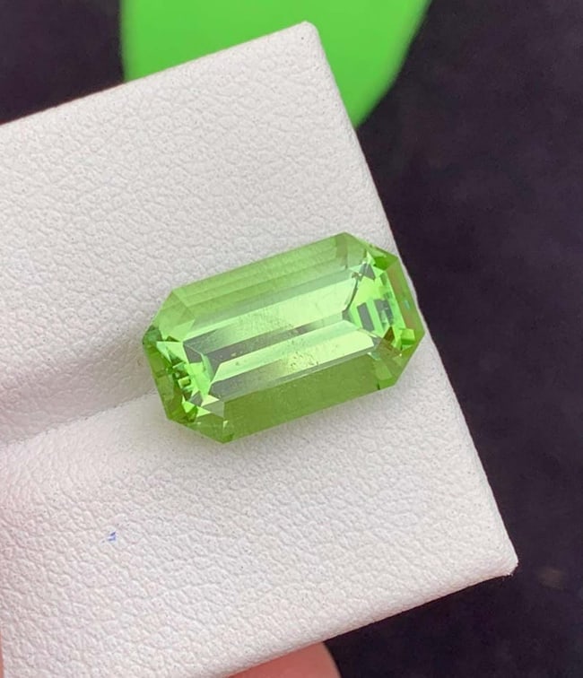 Natural Peridot Gemstones, Top Color Emerald Cut Peridot Loose Gemstone From Pakistan, August - 2