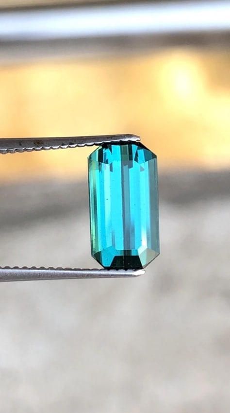 Bluish Green Tourmaline Gemstone, Flawless Cut (8.9 X 4.8 X 4 MM) - 2