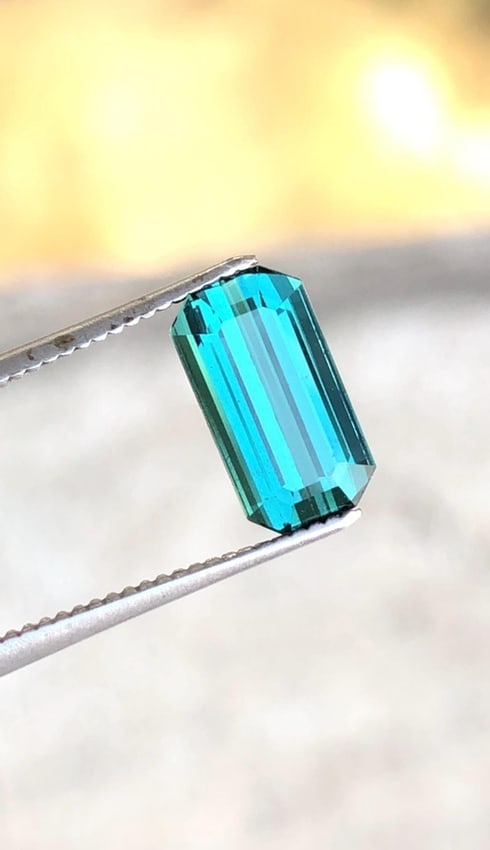 Bluish Green Tourmaline Gemstone, Flawless Cut (8.9 X 4.8 X 4 MM) - 3