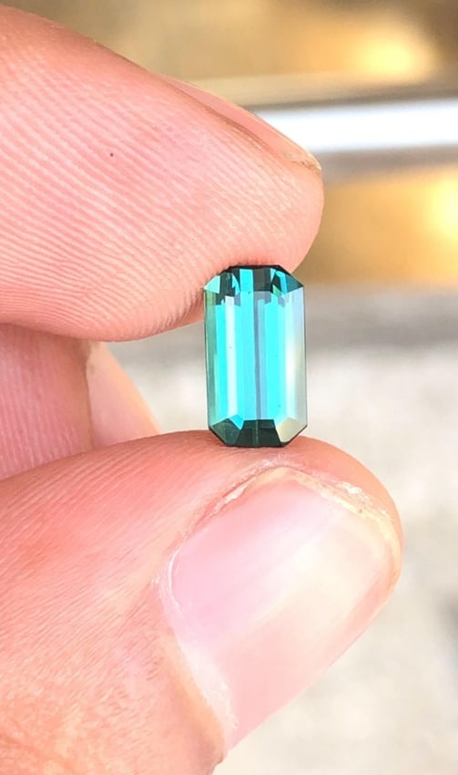 Bluish Green Tourmaline Gemstone, Flawless Cut (8.9 X 4.8 X 4 MM) - 8
