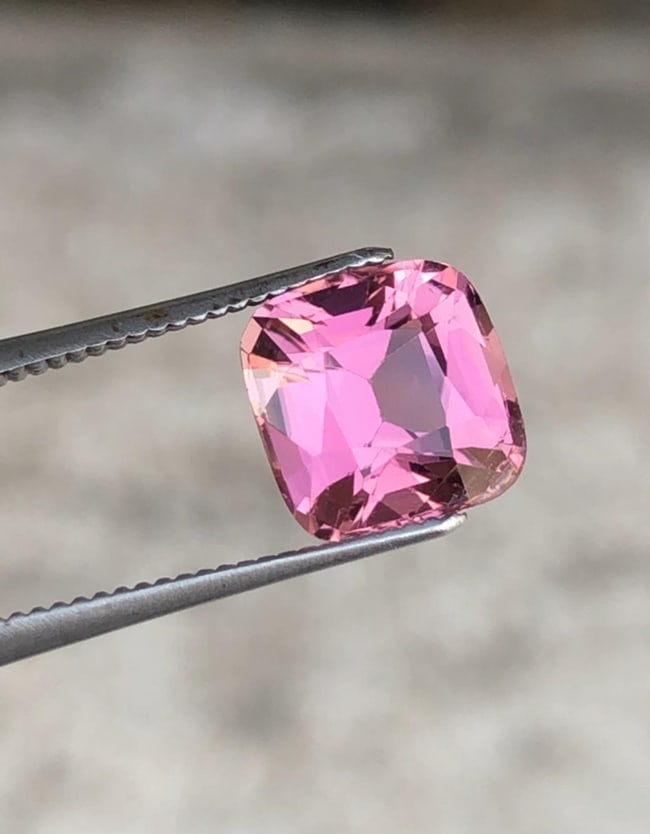 Natural Pink Tourmaline Cushion Cut Gemstone For Jewelry - 2.200 Carat - 6