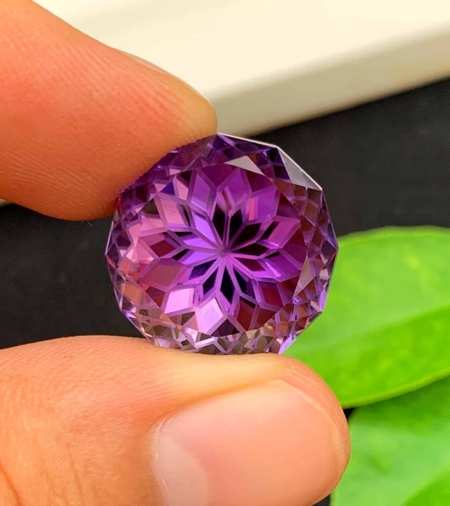 Flower Cut Amethyst Gemstone: Natural February Birthstone, 28.55 Carats - 2