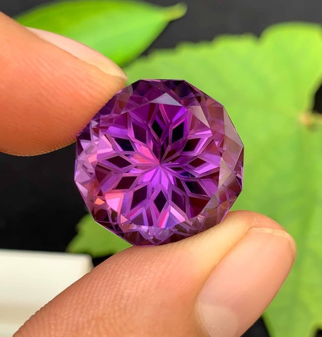 Natural Amethyst Gemstone: Precision Flower Cut, 30 Carats, February Birthstone - 3