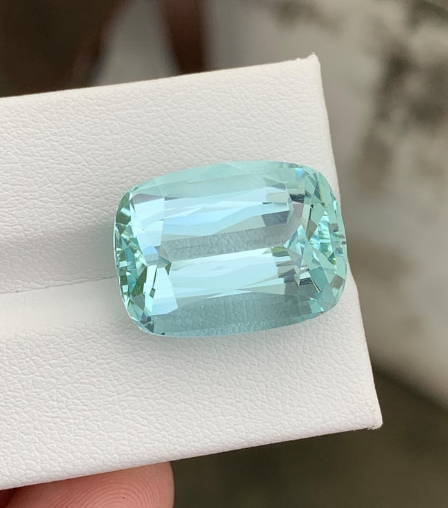Natural Pakistan Aquamarine Gemstone 20.00 Carat Cushion Cut - Loose Sky Blue Aquamarine for Ring - 2
