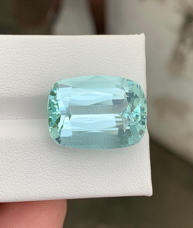 Natural Pakistan Aquamarine Gemstone 20.00 Carat Cushion Cut - Loose Sky Blue Aquamarine for Ring - 4