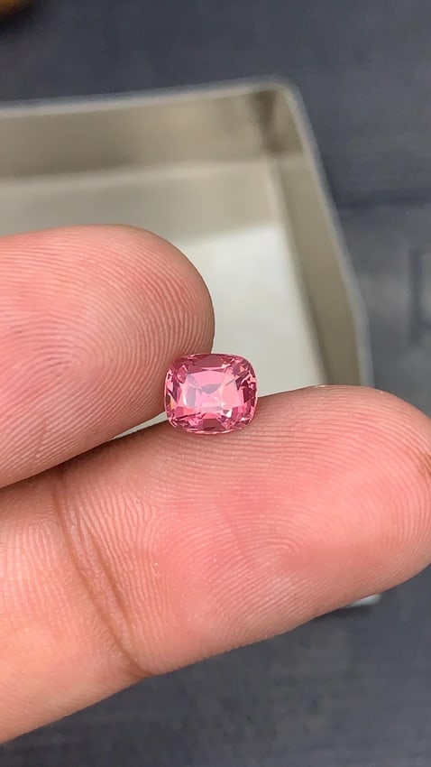 Candy Pink Tourmaline Gemstone, 1.40 Carat Cushion Cut, Afghanistan Origin - 3