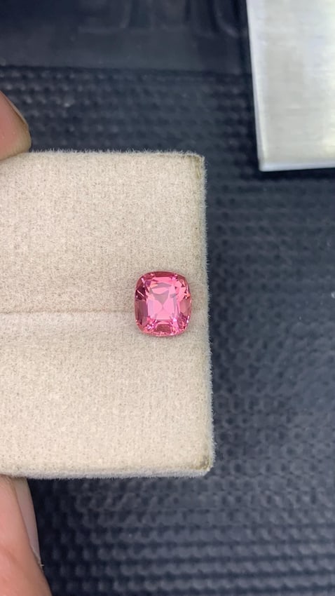 Candy Pink Tourmaline Gemstone, 1.40 Carat Cushion Cut, Afghanistan Origin - 6