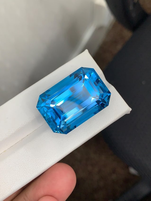 AIG Certified Natural London Blue Topaz Gemstone (74.85 Ct), Brazil Collector Stone - 4