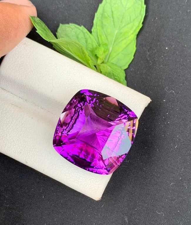 Fancy Cushion Cut Natural Purple Amethyst Gemstone For Jewelry - 34 Carat - 2