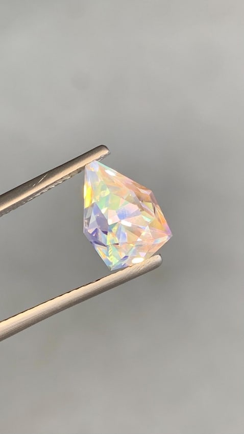 3.57 Ct Natural Multi-Color Moonstone - Rare Modified Pear Cut - 10mm Untreated "Teardrop" Gem with - 2