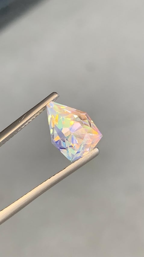 3.57 Ct Natural Multi-Color Moonstone - Rare Modified Pear Cut - 10mm Untreated "Teardrop" Gem with - 3